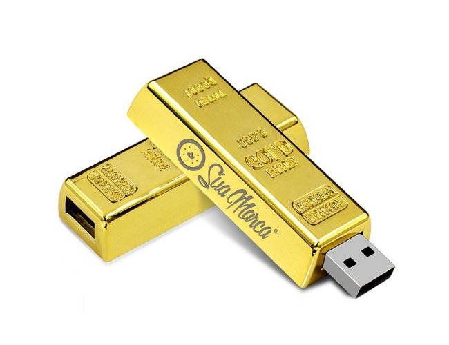 Pen drives personalizados retrátil com formato de barra de ouro