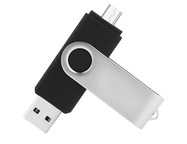 Pen drives giratório personalizados com saída USB e Micro USB
