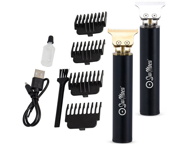 Máquina De Cortar Cabelo Personalizada Recarregável De Alumínio E Laminas De Aço Inox