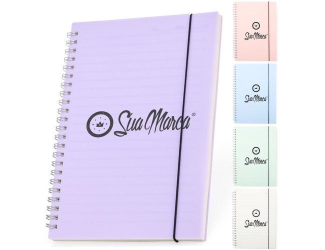 Caderno Personalizado Com Capa De Plástico Translúcido A5 E Elástico Para Lacre