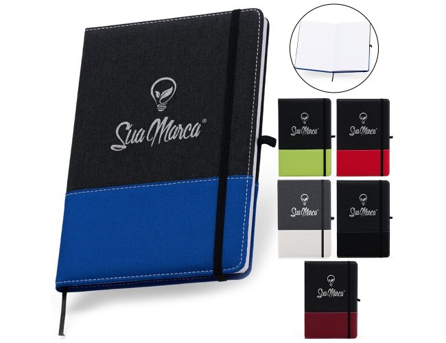 Caderneta Personalizada Estilo Moleskine A5 De Poliéster E rPET Com Folhas Pautadas