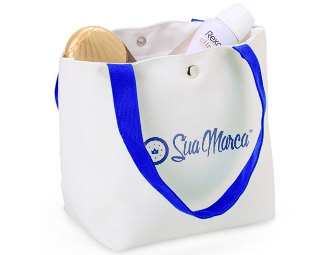 Bolsa Personalizada De Lona Com Fecho Boto E Alas Coloridas