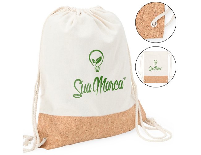 Mochila Saco Ecológica Personalizada De Lona E Cortiça