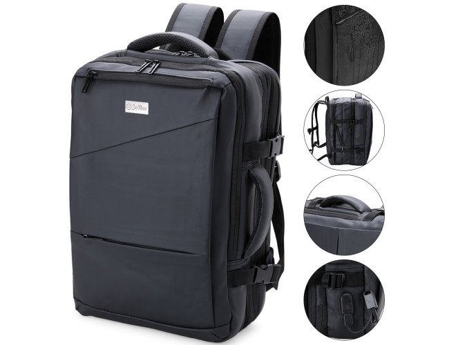 Mochila Personalizada Para Notebook Expansível De Couro Sintético Com Saída UBS Lateral