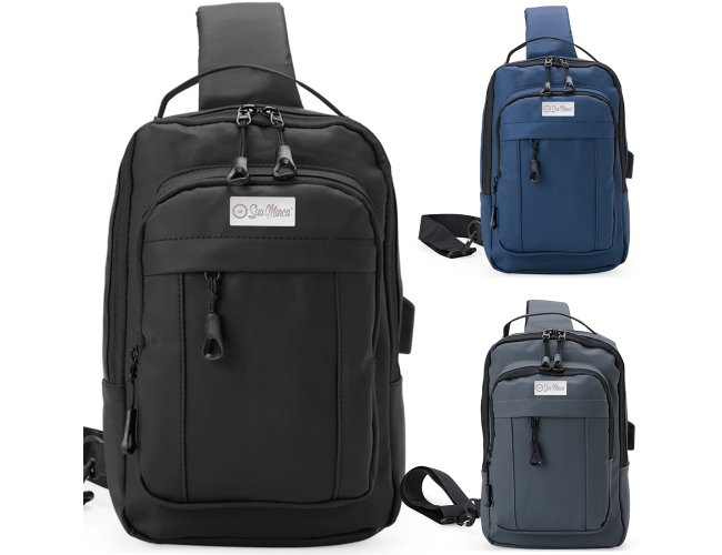 Mochila De Ombro Personalizada De Couro Sintético E Saída USB Lateral