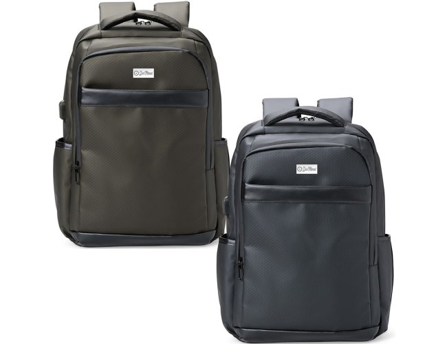 Mochila Personalizada Para Notebook Em Couro Sintético, Saída USB Lateral E Capacidade De 36 Litros