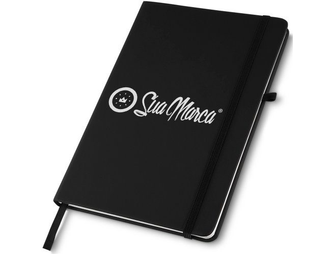 Caderneta Estilo Moleskine Personalizada Com Capa Emborrachada E Folhas Pautadas 21x14,5cm