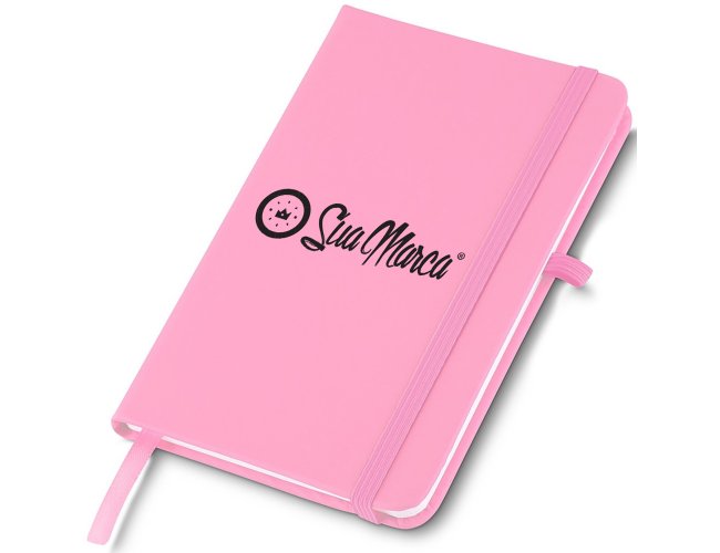Caderneta Estilo Moleskine Personalizada Com Capa Emborrachada E Folhas Pautadas 21x14,5cm