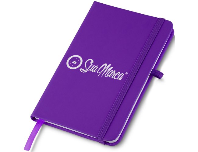 Caderneta Estilo Moleskine Personalizada Com Capa Emborrachada E Folhas Pautadas 21x14,5cm