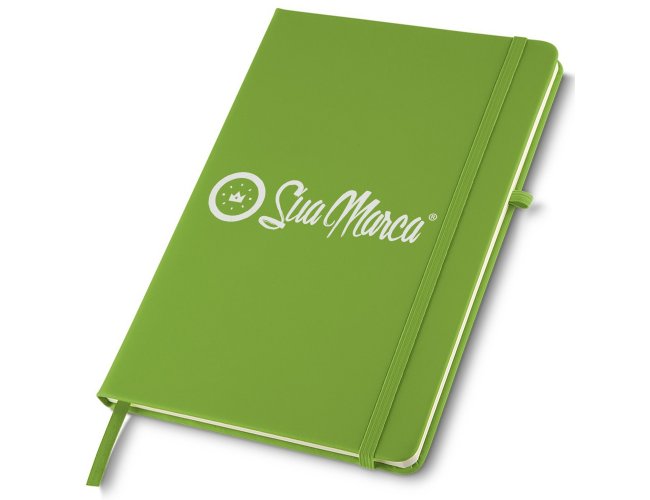 Caderneta Estilo Moleskine Personalizada Com Capa Emborrachada E Folhas Pautadas 21x14,5cm