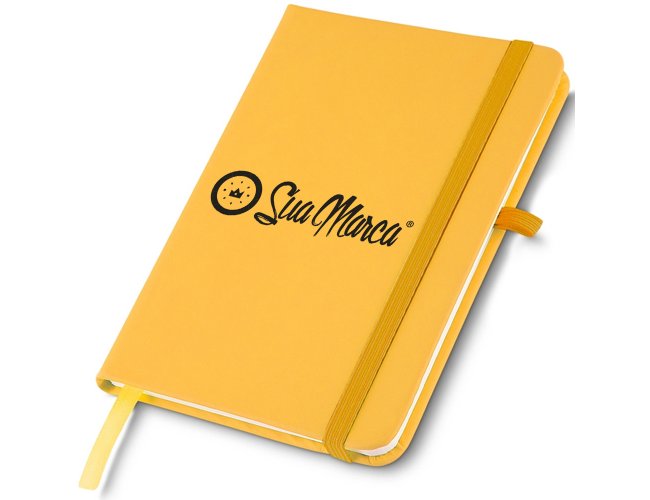Caderneta Estilo Moleskine Personalizada Com Capa Emborrachada E Folhas Pautadas 21x14,5cm