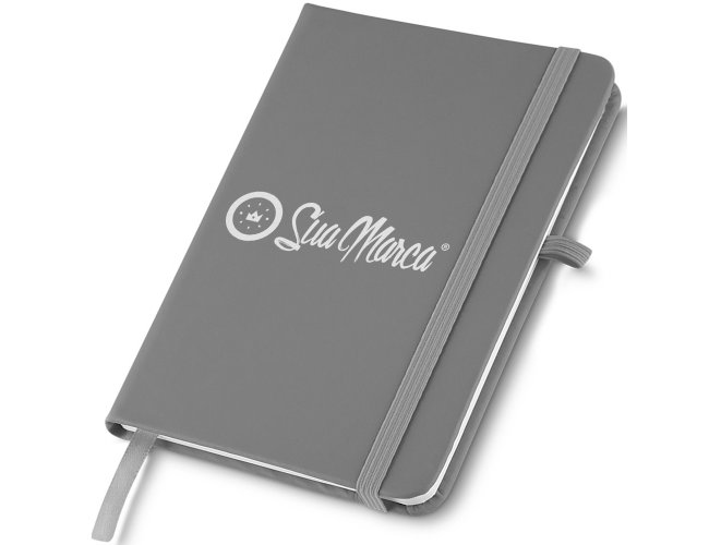 Caderneta Estilo Moleskine Personalizada Com Capa Emborrachada E Folhas Pautadas 21x14,5cm