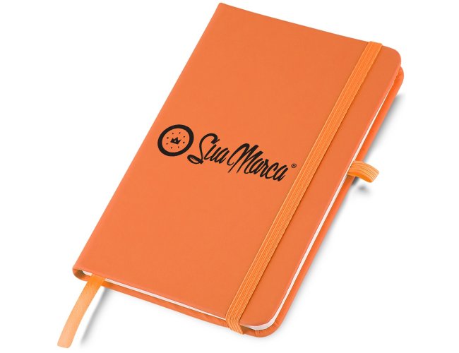 Caderneta Estilo Moleskine Personalizada Com Capa Emborrachada E Folhas Pautadas 21x14,5cm