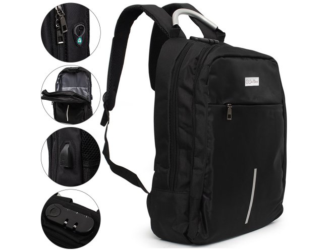 Mochila Personalizada Anti-Furto Para Notebook De Poliéster E Saída USB Lateral