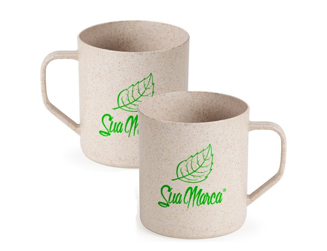 Caneca Ecológica Personalizada De Fibra De Arroz 400ml