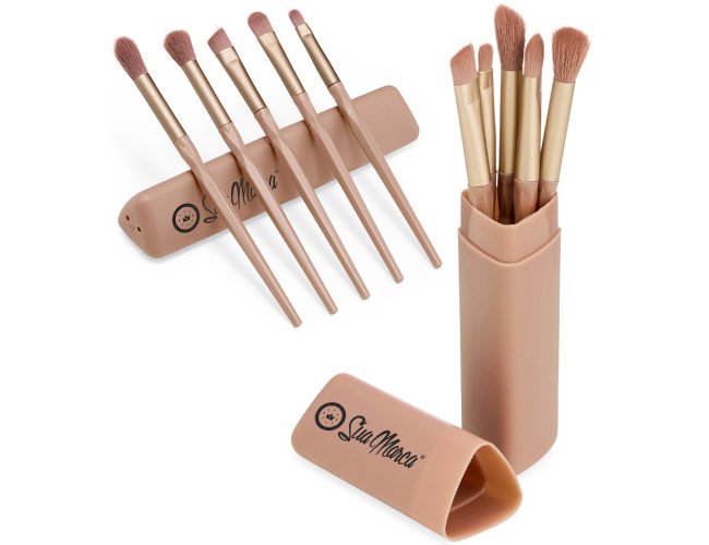 Kit Pincel Personalizado Com 5 Peças E Estojo De Plástico