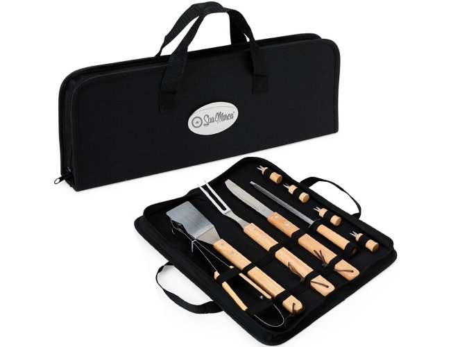 Kit Churrasco Personalizado Com 9 Peças E Estojo De Nylon