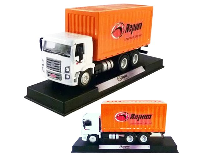 Miniatura De Caminhão Personalizada Com Container Truck Em Escala 1:50