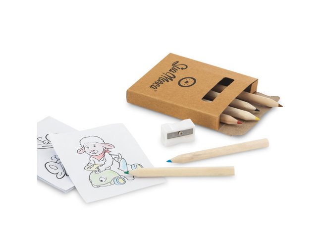 Mini Kit Para Pintar Personalizado Com 6 Lápis Coloridos, Apontador E 15 Cartões Para Pintar ANIM