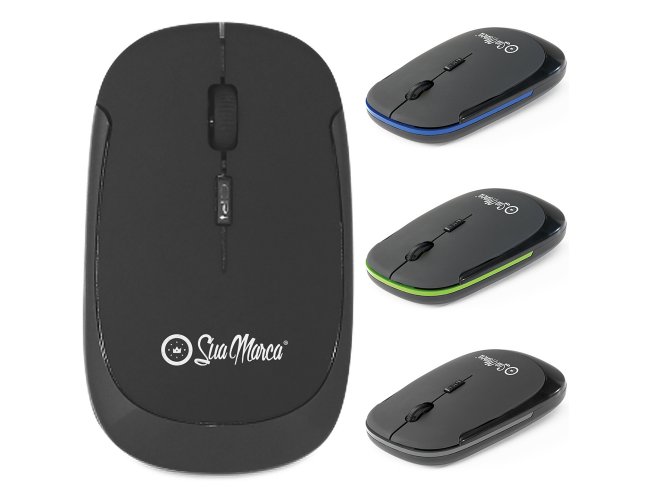Mouse Personalizado Wireless 2.4G Em ABS Com Acabamento Emborrachado CRICK 2.4