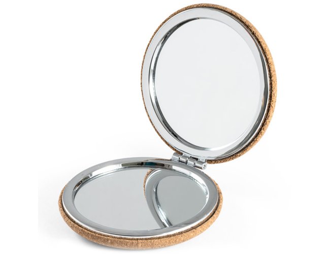 Espelho Duplo De Bolsa Personalizado Redondo Ecológico De Cortiça TILBURY