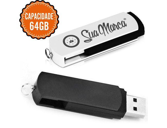 Pen Drive Giratório Personalizado De Alumínio E Plástico NEW Com Capacidade De 64GB