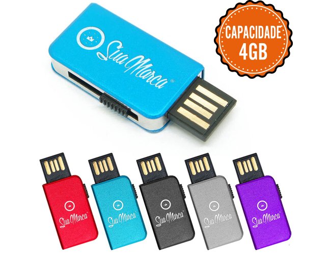 Mini Pen Drive Retrátil Personalizado De Metal BING Com Capacidade De 4GB