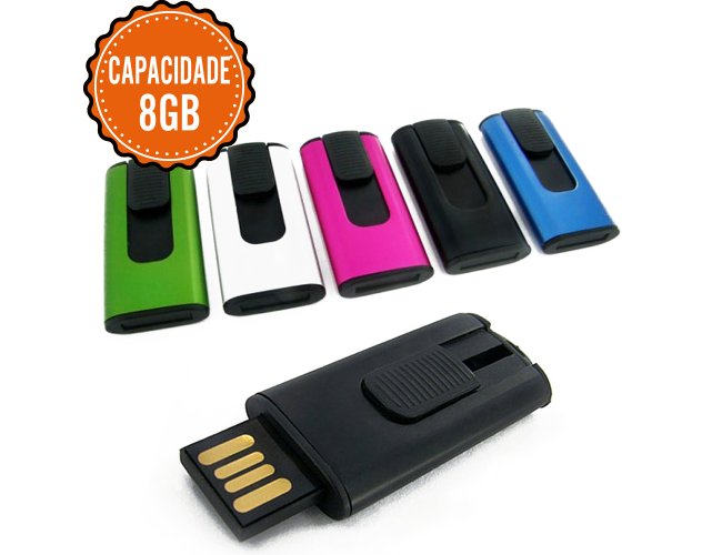 Pen Drive Retrátil Personalizado De Alumínio E Plástico SHARK Com Capacidade De 8GB