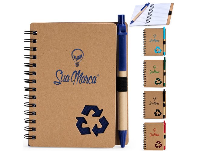 Caderno Ecol�gico Personalizado Com Caneta XV18936