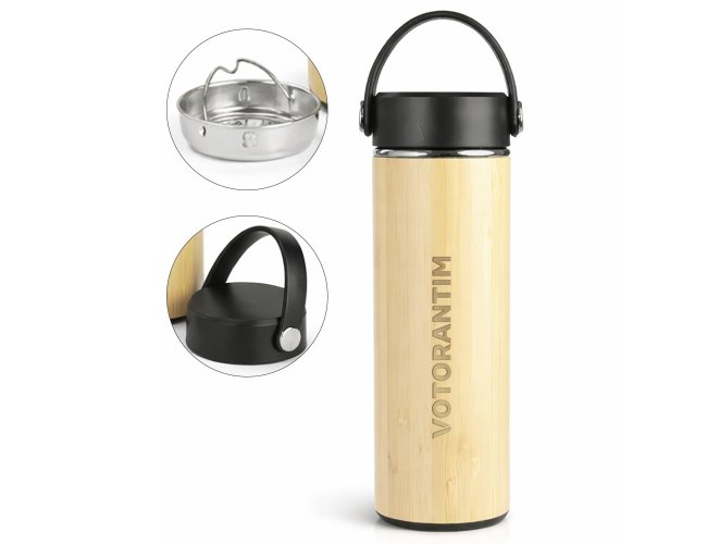 Garrafa T�rmica Personalizada de Bambu 400ml XV19156