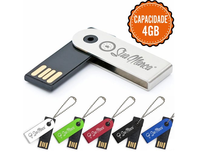 Mini Pen Drive Personalizado Giratório De Metal E Plástico PICO Com Capacidade De 4GB