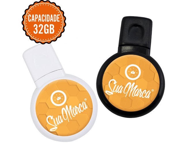 Pen Drive Personalizado Redondo De Plástico Com Tampa Protetora De Memória E Capacidade De 32GB
