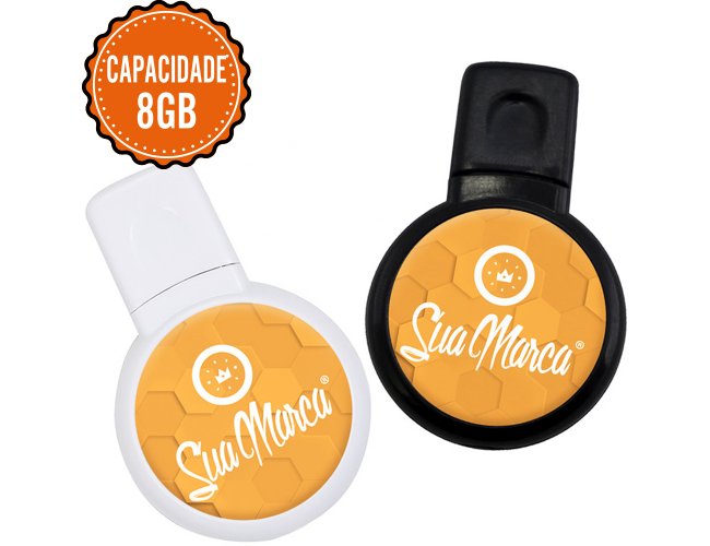 Pen Drive Personalizado Redondo De Plástico Com Tampa Protetora De Memória E Capacidade De 8GB
