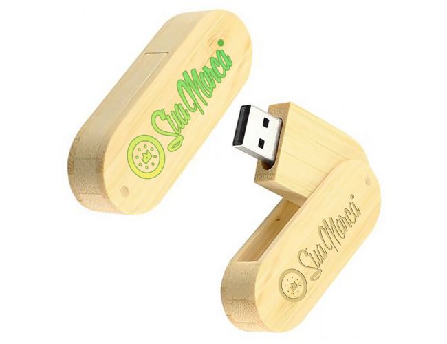 Pen Drive Giratrio Ecolgico Personalizado De Bambu Modelo GRANDE