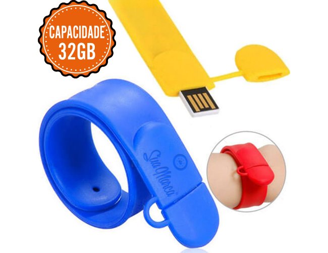 Pulseiras Pen Drive Personalizada Bate-Enrola P024-32GB