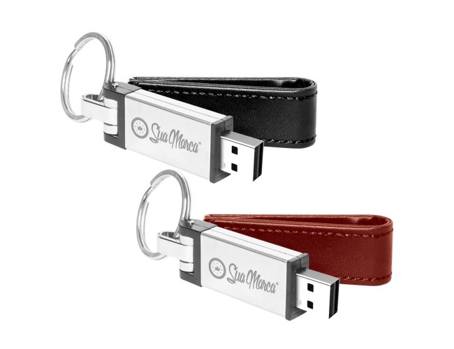 Pen Drive Personalizado De Metal Com Fivela De Couro Sinttico E Argola Para Chaveiro