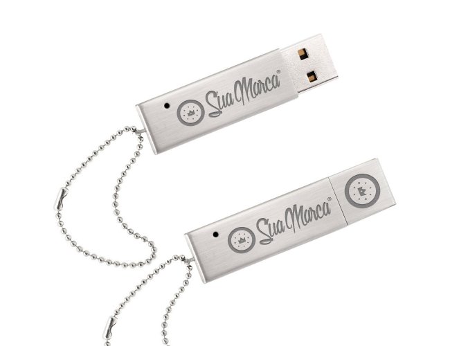 Pen Drive Personalizado Retangular De Alumnio Com Tampa