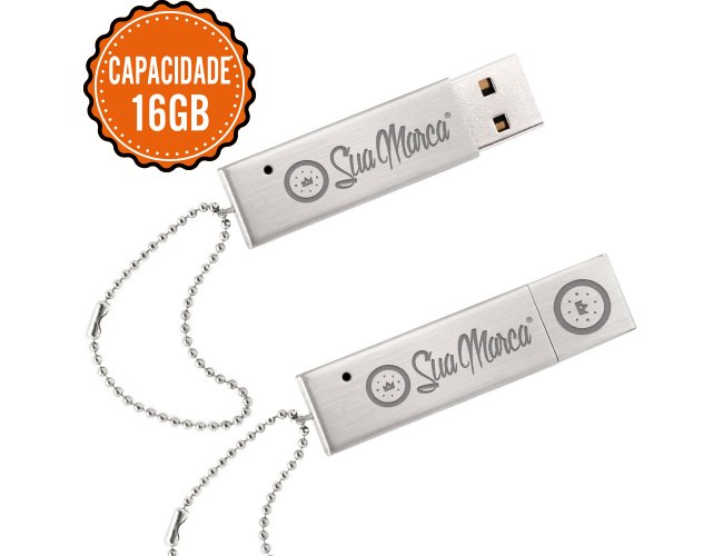Pen Drive Personalizado Retangular De Alumínio Com Tampa Protetora De Memória E Capacidade De 16GB