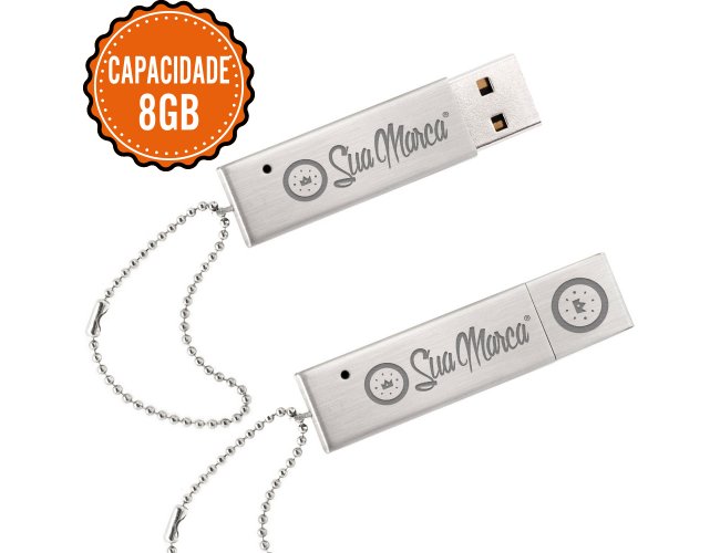 Pen Drive Personalizado Retangular De Alumínio Com Tampa Protetora De Memória E Capacidade De 8GB