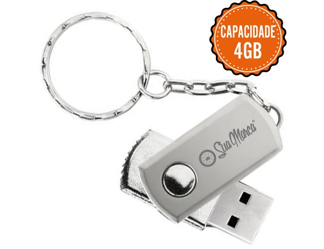 Pen Drive Personalizado Giratório De Metal Com Argola De Chaveiro IRON E Capacidade De 4GB