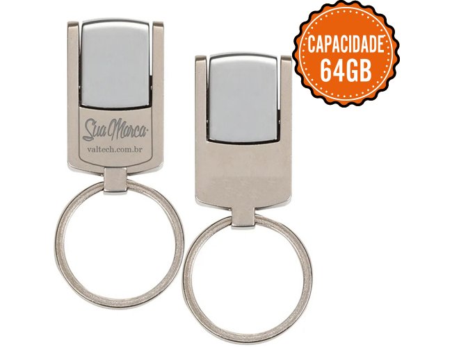 Mini Pen Drive Personalizado De Metal Giratório Com Argola De Chaveiro Com Capacidade De 64GB