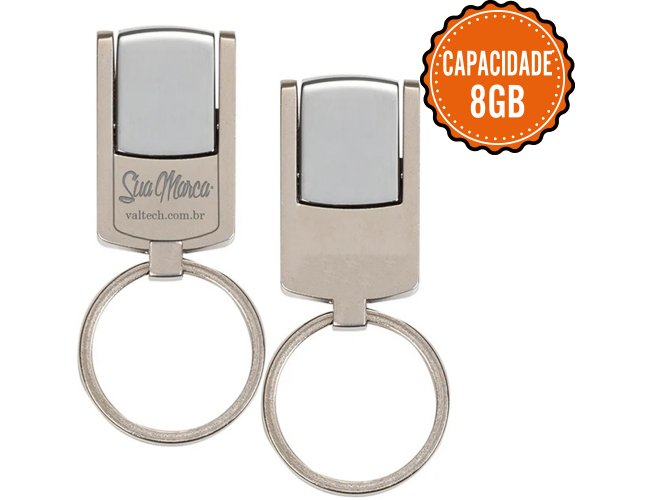Mini Pen Drive Personalizado De Metal Giratório Com Argola De Chaveiro Com Capacidade De 8GB