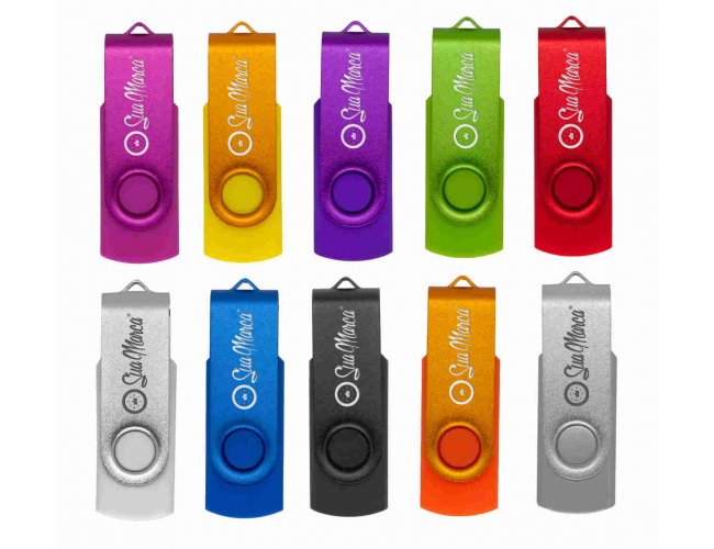 Pen Drive Giratrio Personalizado De Plstico E Metal FUN COLORIDOS