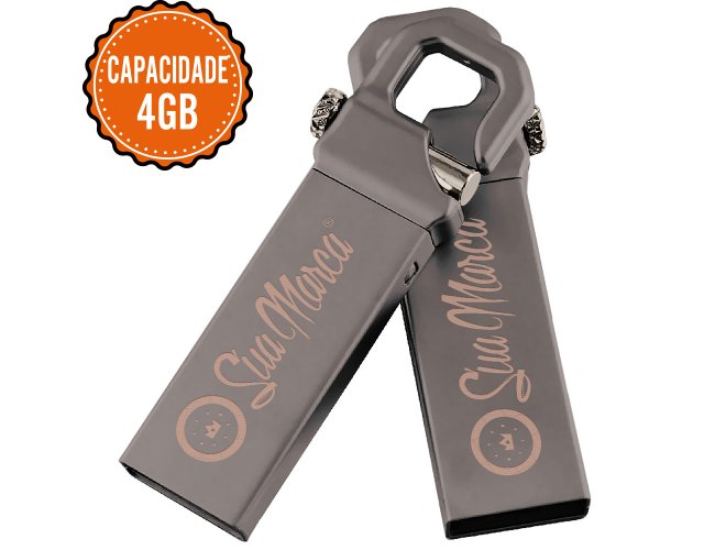 Pen Drive Personalizado De Metal Com Mosquetão E Capacidade De 4GB