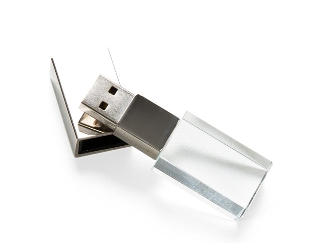 Pen drive cristal personalizado com tampa prata