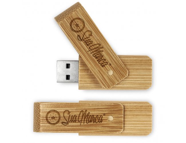 Pen Drives Ecolgico Personalizado Giratrio De Bambu