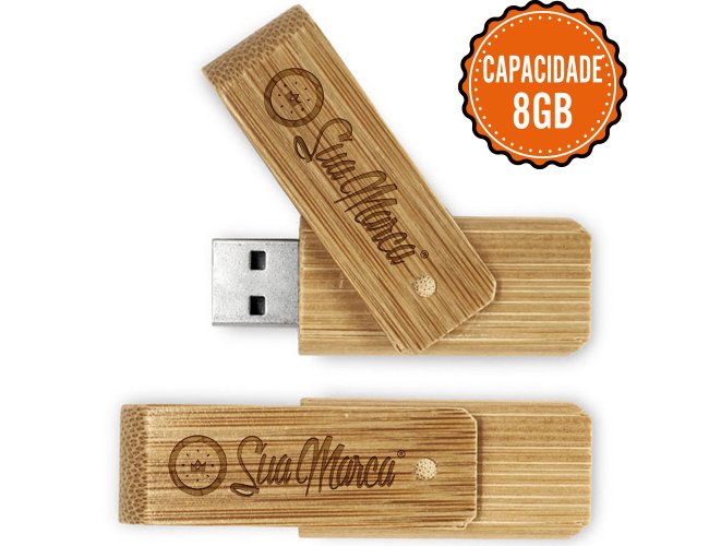 Pen Drives Ecológico Personalizado Giratório De Bambu Com Capacidade De 8GB