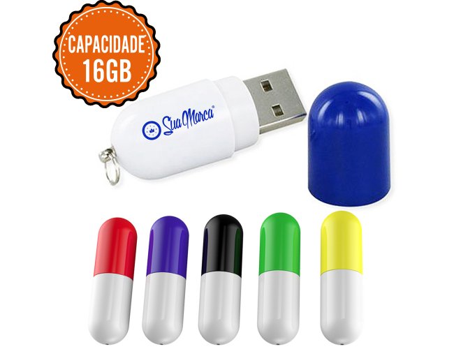 Pen Drive Personalizado Com Formato De Capsula Em Plástico E Capacidade De 16GB