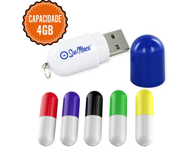 Pen Drive Personalizado Com Formato De Capsula Em Plástico E Capacidade De 4GB
