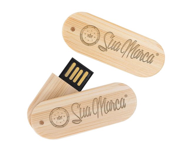 Pen Drive Giratrio Ecolgico Personalizado De Bambu Modelo PEQUENO